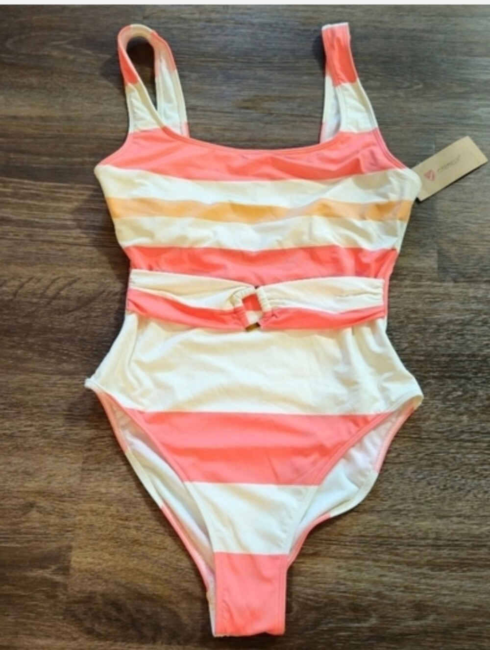 Daniel Cremieux Striped Belted One Piece Swimsuit XS NWT Scoop Neck - Picture 5 of 6